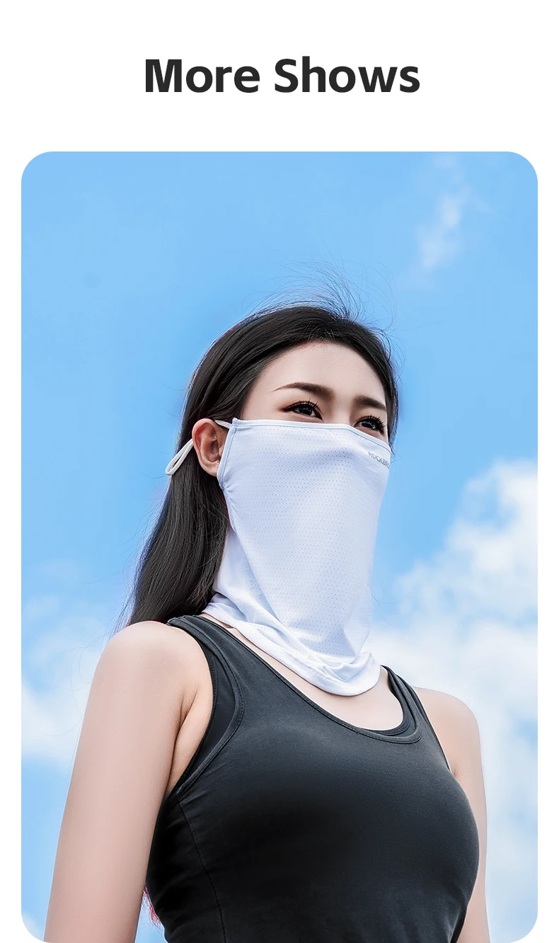 ROCKBROS Summer Ice Silk Cycling Face Mask Breathable Anti-UV Bike Face Neck Cover Bandana MTB Road Sports Hanging Ear Scarf
