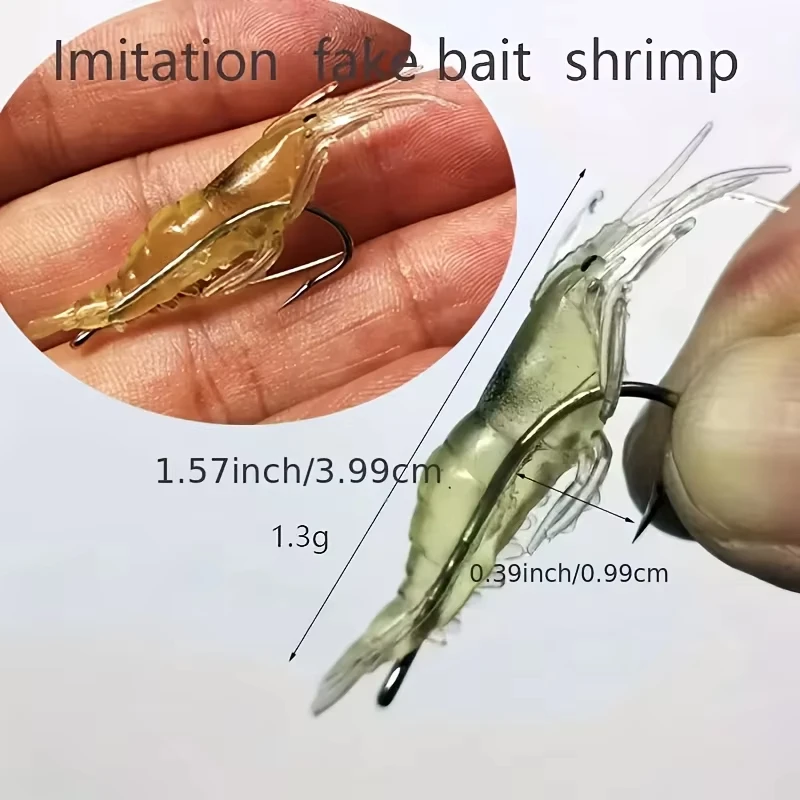 5/10/20pcs Goture Shrimp Lures Soft Shrimp Fishing Lures For Freshwater Saltwater Luminous Shrimp Bait Set With Sharp Hook Bead