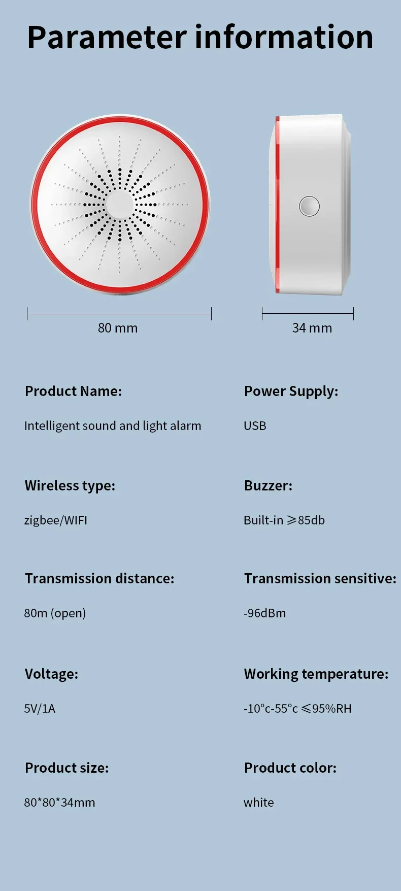 Tuya WiFi Zigbee Smart Siren Sound Light Alarm Home Security Protection System Detector App Control Works With Alexa Google Home