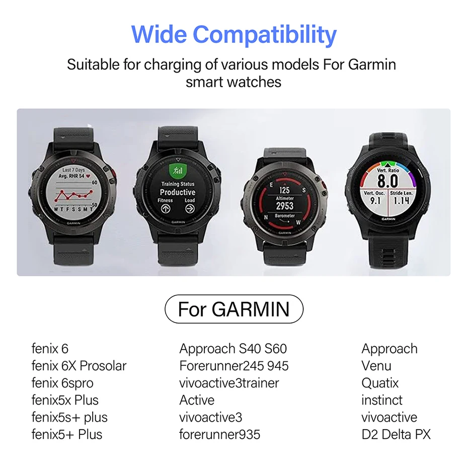 USB Type A/C Magnetic Charger Cable For Garmin Fenix 5 5S 5X Plus 6 6S 6X Pro 7 7S 7X Forerunner 45 55 165 255 945 965 245 Music