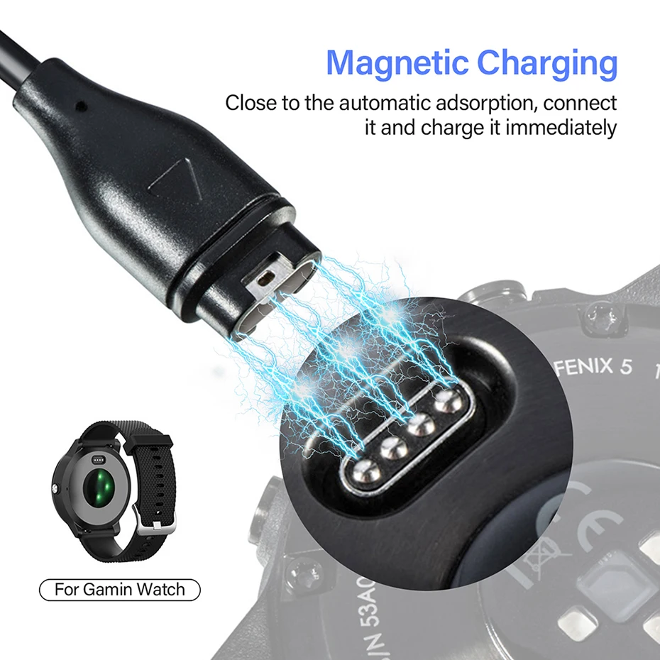 USB Type A/C Magnetic Charger Cable For Garmin Fenix 5 5S 5X Plus 6 6S 6X Pro 7 7S 7X Forerunner 45 55 165 255 945 965 245 Music