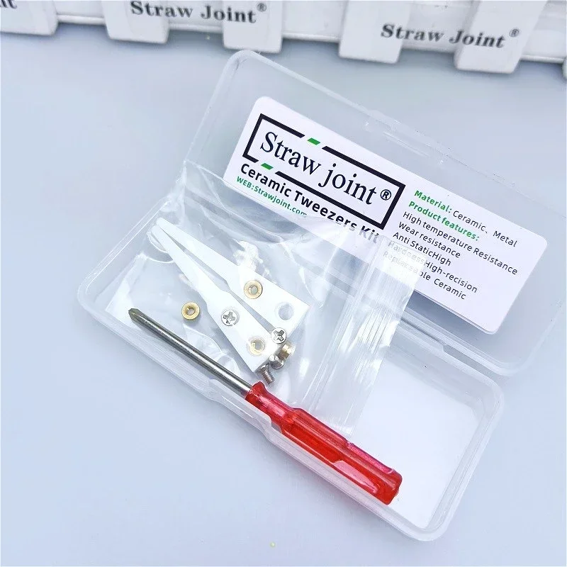 Ceramic Tweezers Tips Kit Stainless Steel Handle Anti-Static High Precision Replacement Tweezers Parts Set Tweezers Repair Tools