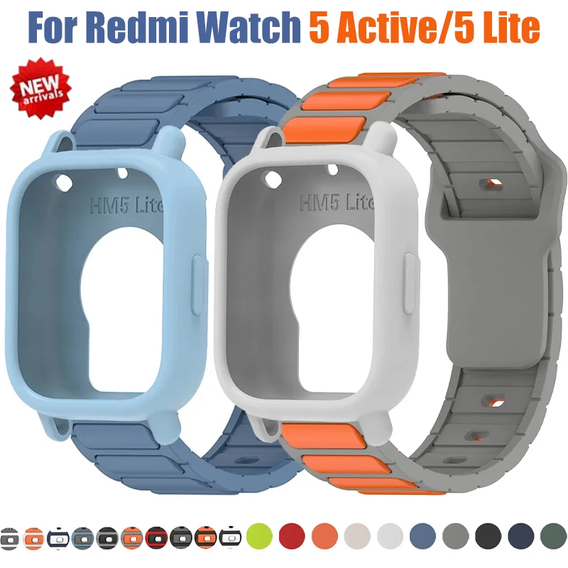 Silicone Case+Strap For Redmi Watch 5 Active Hollow Out Protective Silicone Cover For Redmi Watch 5 Lite Wristband Bracelet