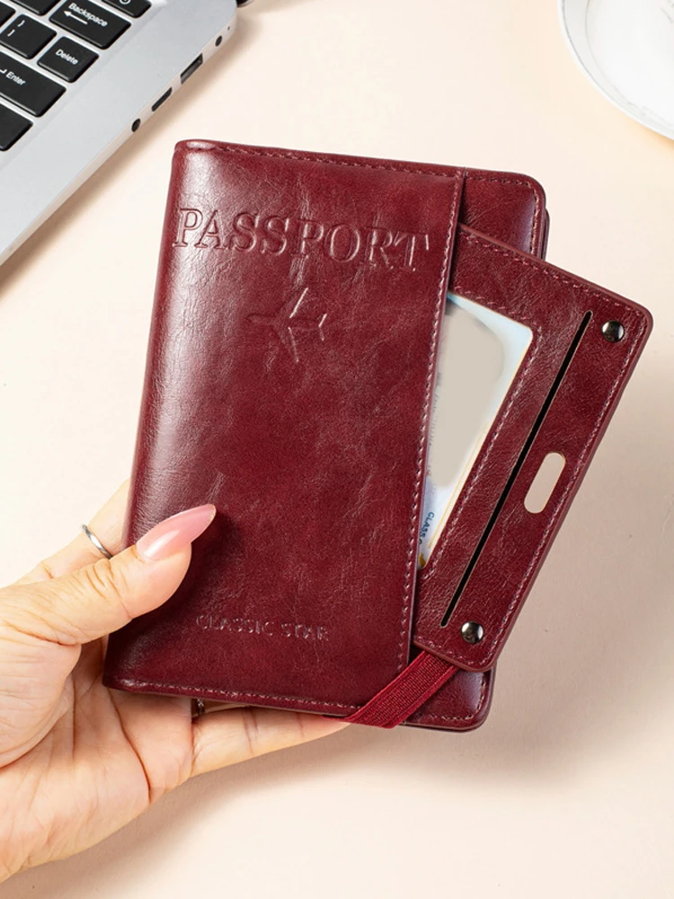 Passport Holder and Wallet in One, Anti-Theft, Anti-Degaussing, Multi-Functional Document and Card Storage Bag, Travel Ticket Holder, Portable Business and Travel Document Organizer, Essential Document Protection Cover for Going Abroad