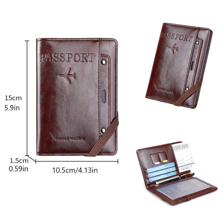 Passport Holder and Wallet in One, Anti-Theft, Anti-Degaussing, Multi-Functional Document and Card Storage Bag, Travel Ticket Holder, Portable Business and Travel Document Organizer, Essential Document Protection Cover for Going Abroad