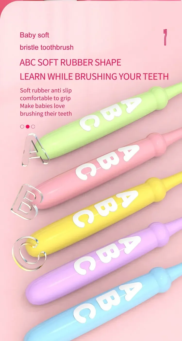 4PCS Alphabet Cartoon Soft Bristle Kids Toothbrushes, Ideal for 3-12-Year-Olds - Adorable Design & Effective Cleaning
