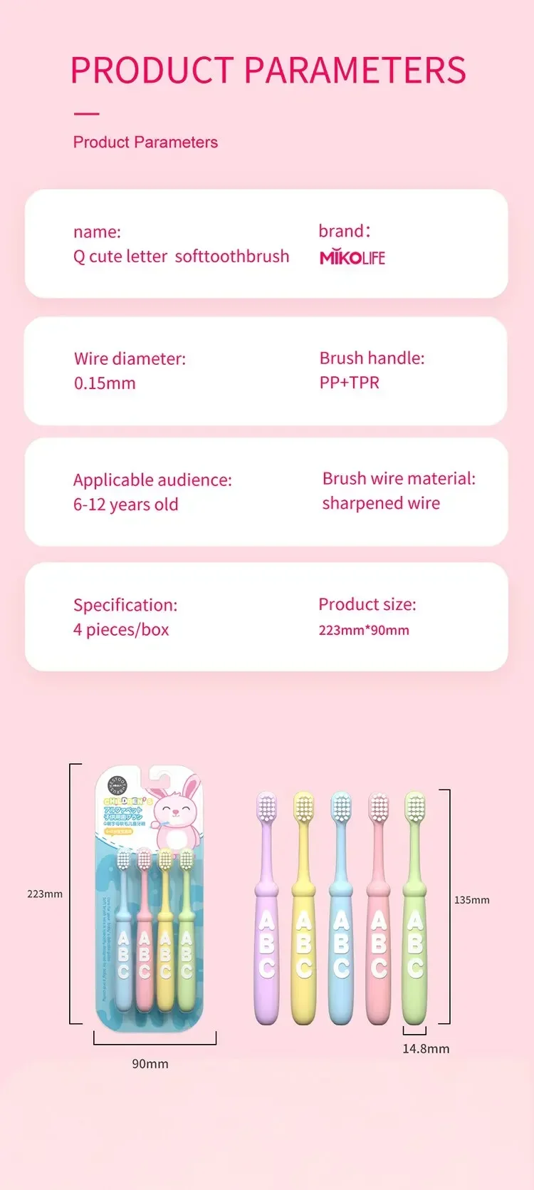 4PCS Alphabet Cartoon Soft Bristle Kids Toothbrushes, Ideal for 3-12-Year-Olds - Adorable Design & Effective Cleaning