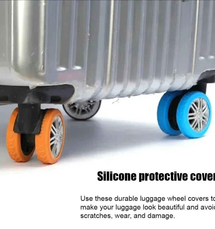 8pcs Silicone Reduce Noise Trolley Box Casters Cover Suitcase Wheels Protection Travel Luggage Caster Shoes