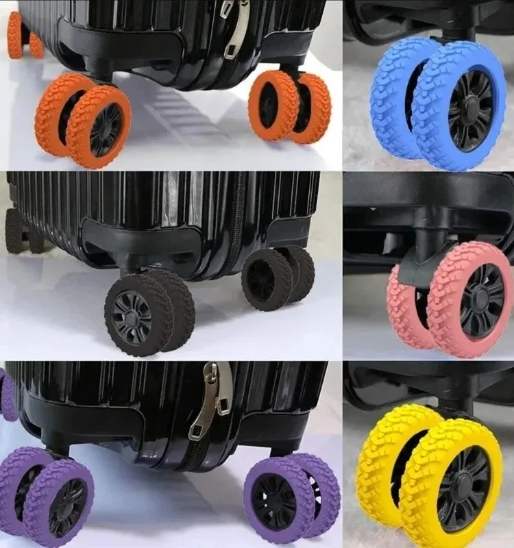8pcs Silicone Reduce Noise Trolley Box Casters Cover Suitcase Wheels Protection Travel Luggage Caster Shoes