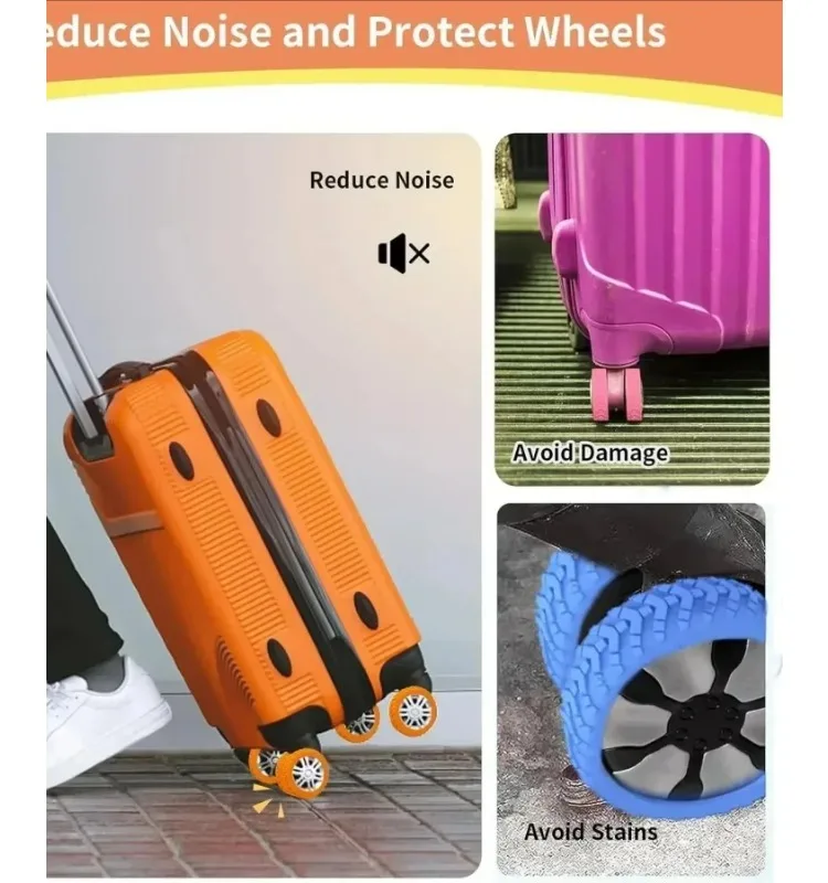 8pcs Silicone Reduce Noise Trolley Box Casters Cover Suitcase Wheels Protection Travel Luggage Caster Shoes