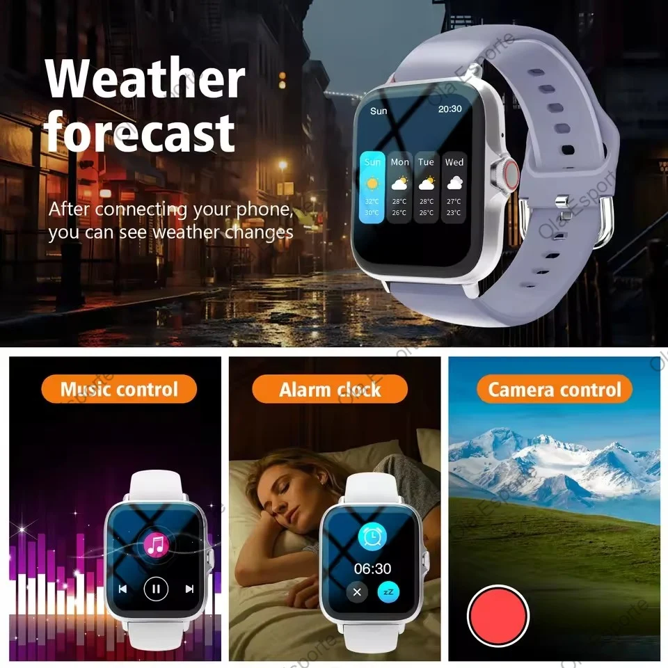 1.83'' Sports Smart Watch Fitness Clock Health Monitor Waterproof Smartwatch Wireless Call Watches Men Women Android Ios Ht30