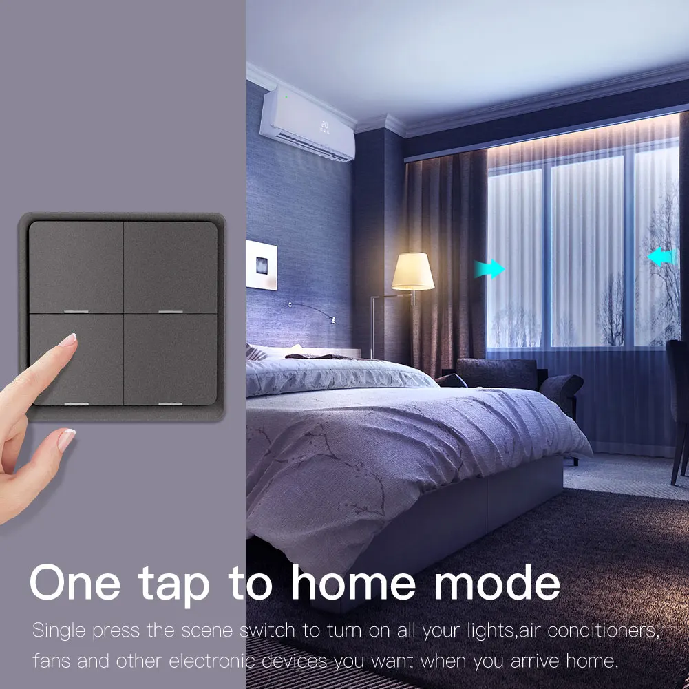 MOES 4 Gang Tuya ZigBee Wireless 12 Scene Switch Push Button Controller By Battery Setup Automation Scenario for Tuya Devices