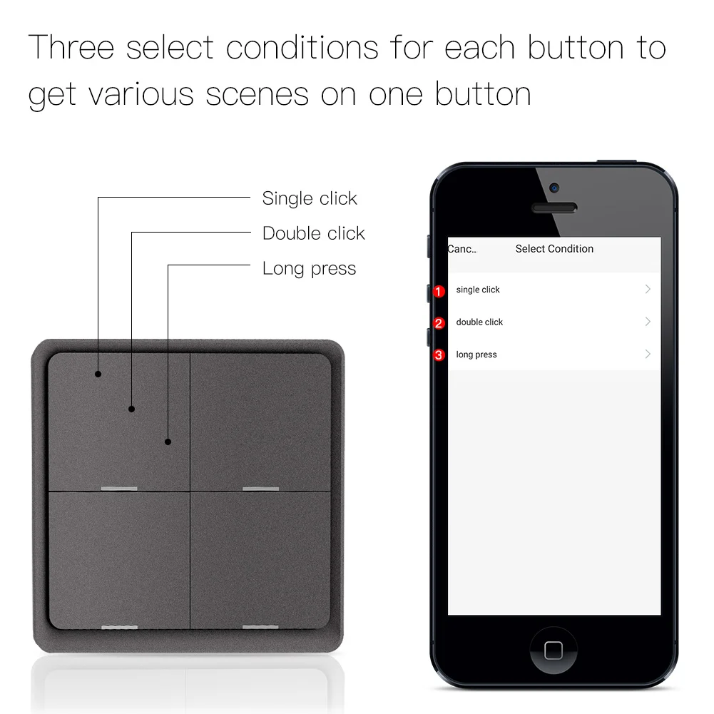 MOES 4 Gang Tuya ZigBee Wireless 12 Scene Switch Push Button Controller By Battery Setup Automation Scenario for Tuya Devices