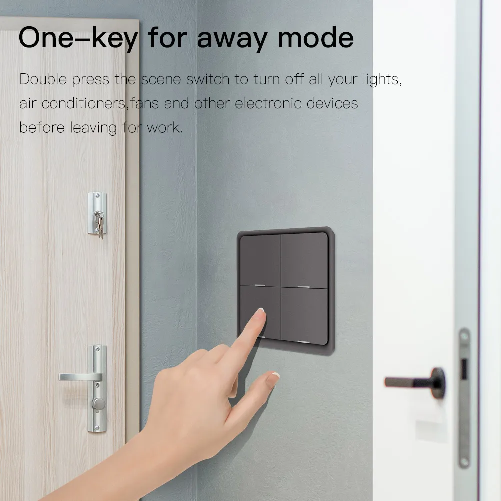 MOES 4 Gang Tuya ZigBee Wireless 12 Scene Switch Push Button Controller By Battery Setup Automation Scenario for Tuya Devices