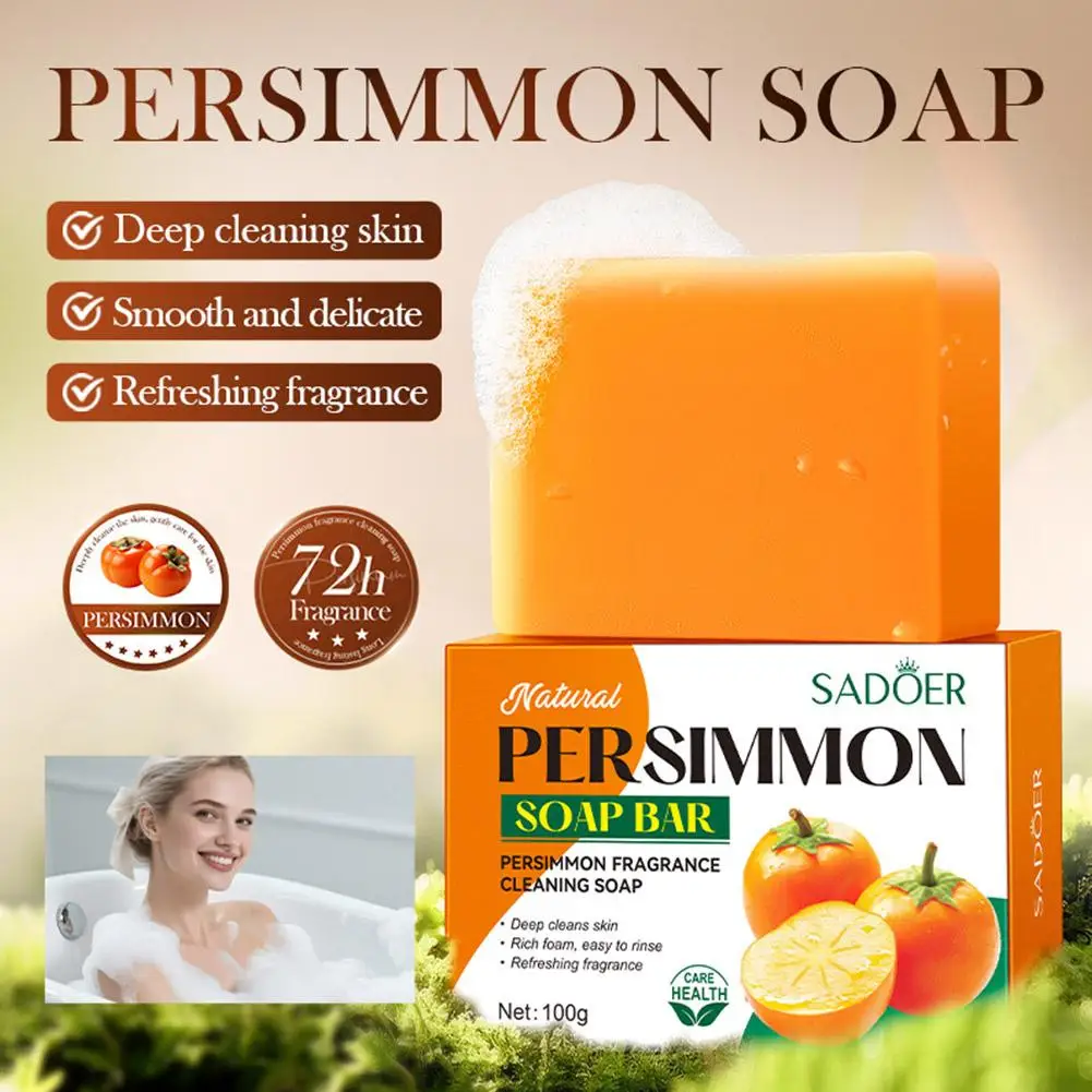 Persimmon Soap Bar Persimmon Extract For Men and Women Gentle on All Skin Types Deodorizing Soap Fruit Handmade Shower Soap