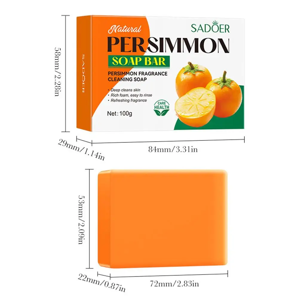 Persimmon Soap Bar Persimmon Extract For Men and Women Gentle on All Skin Types Deodorizing Soap Fruit Handmade Shower Soap