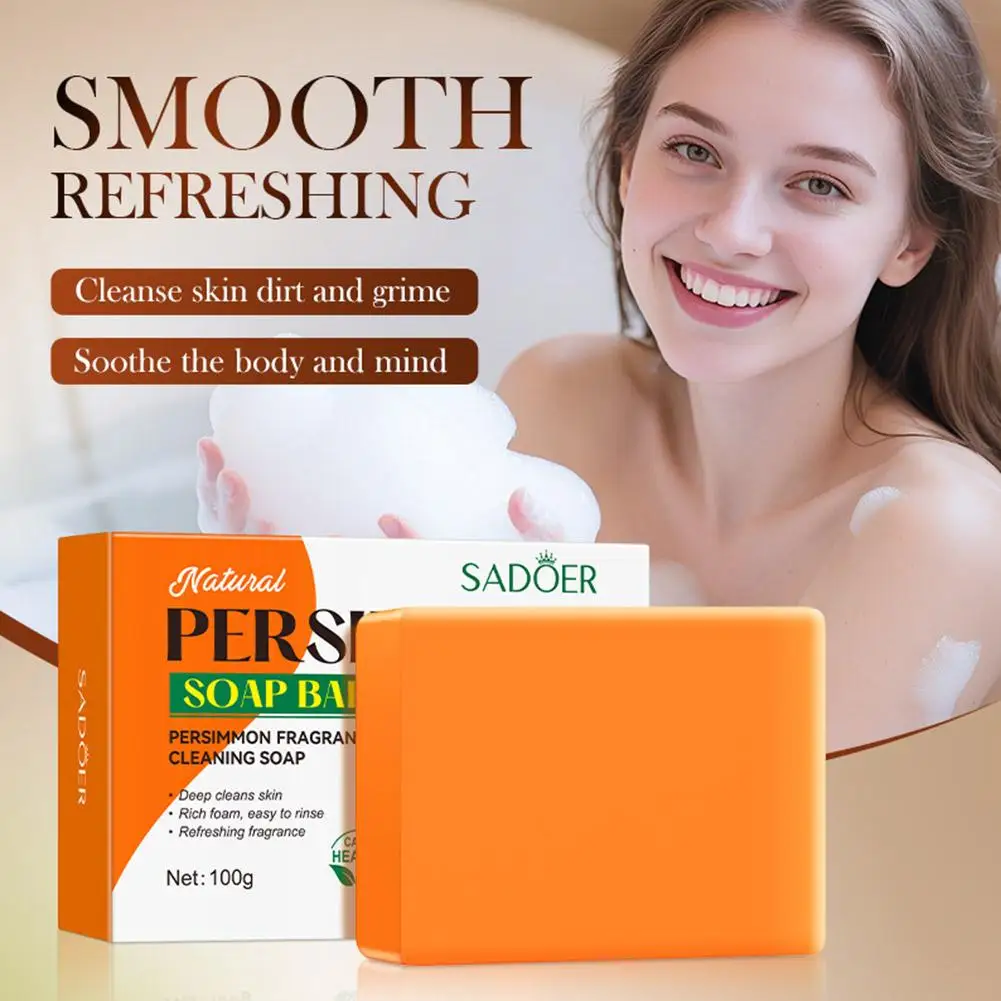 Persimmon Soap Bar Persimmon Extract For Men and Women Gentle on All Skin Types Deodorizing Soap Fruit Handmade Shower Soap