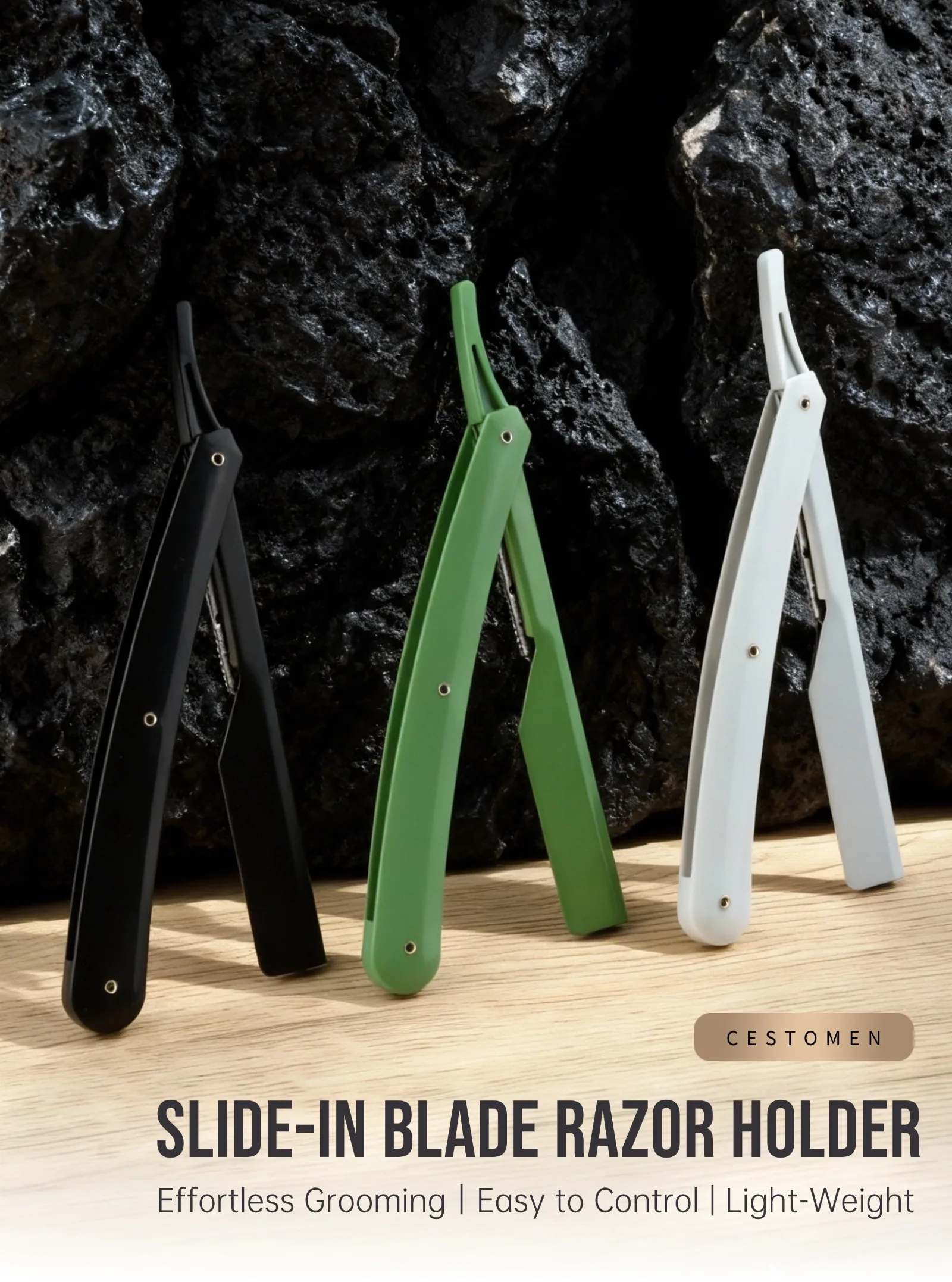 1Pc New Pro Slide Out Straight Razors Manual Barber Hair Removal Knife Holder Blades For Men Stainless Steel Beard Shaving Tools
