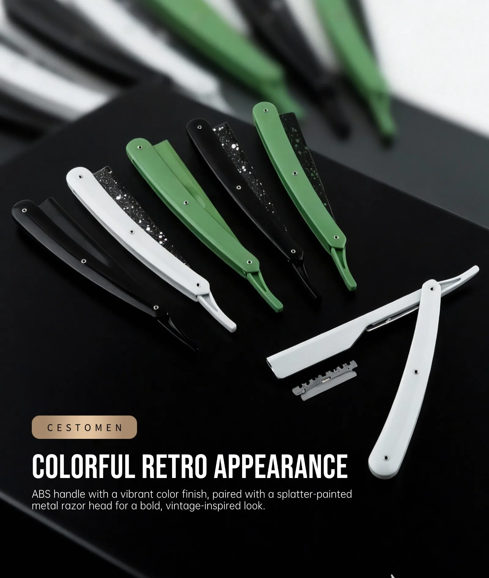 1Pc New Pro Slide Out Straight Razors Manual Barber Hair Removal Knife Holder Blades For Men Stainless Steel Beard Shaving Tools