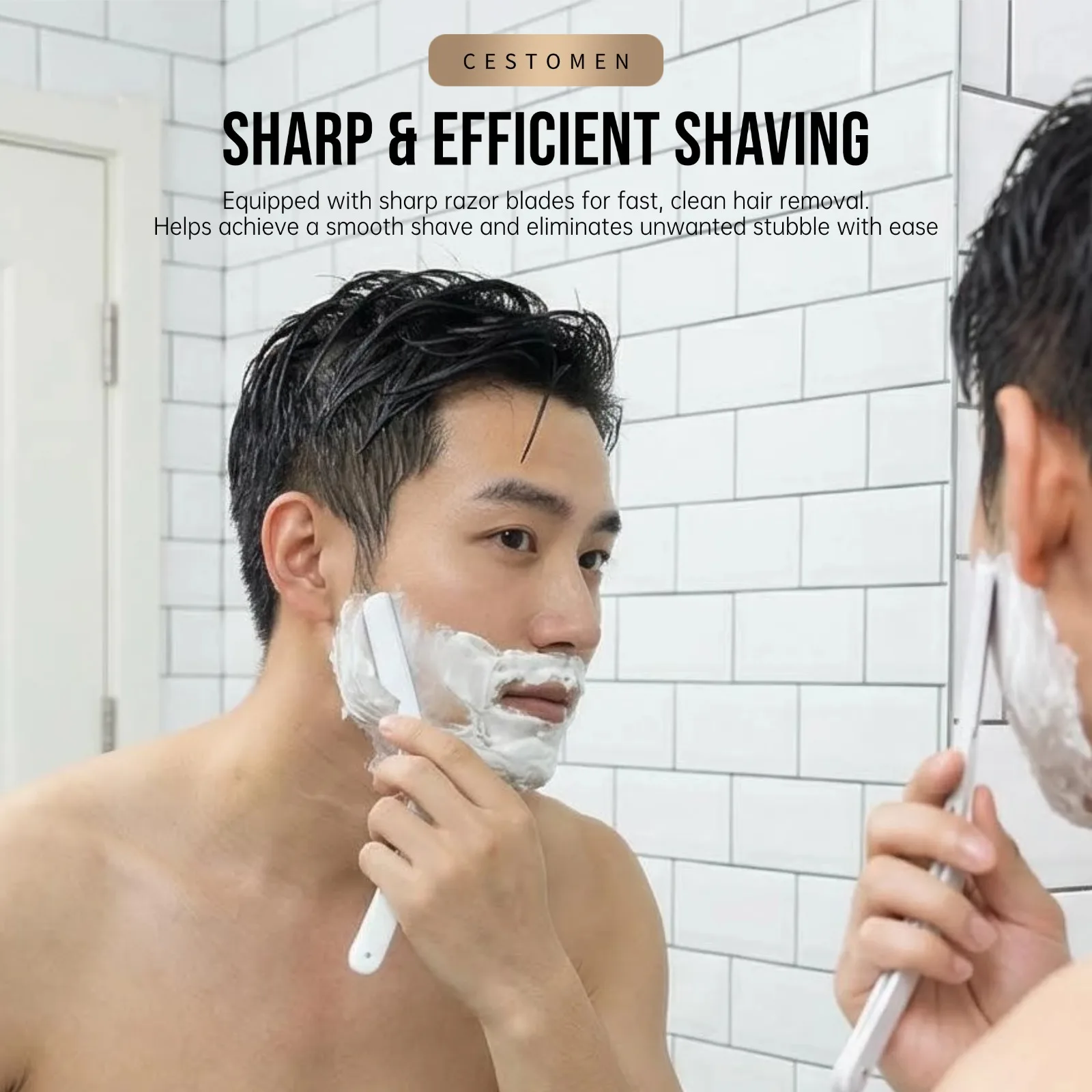 1Pc New Pro Slide Out Straight Razors Manual Barber Hair Removal Knife Holder Blades For Men Stainless Steel Beard Shaving Tools
