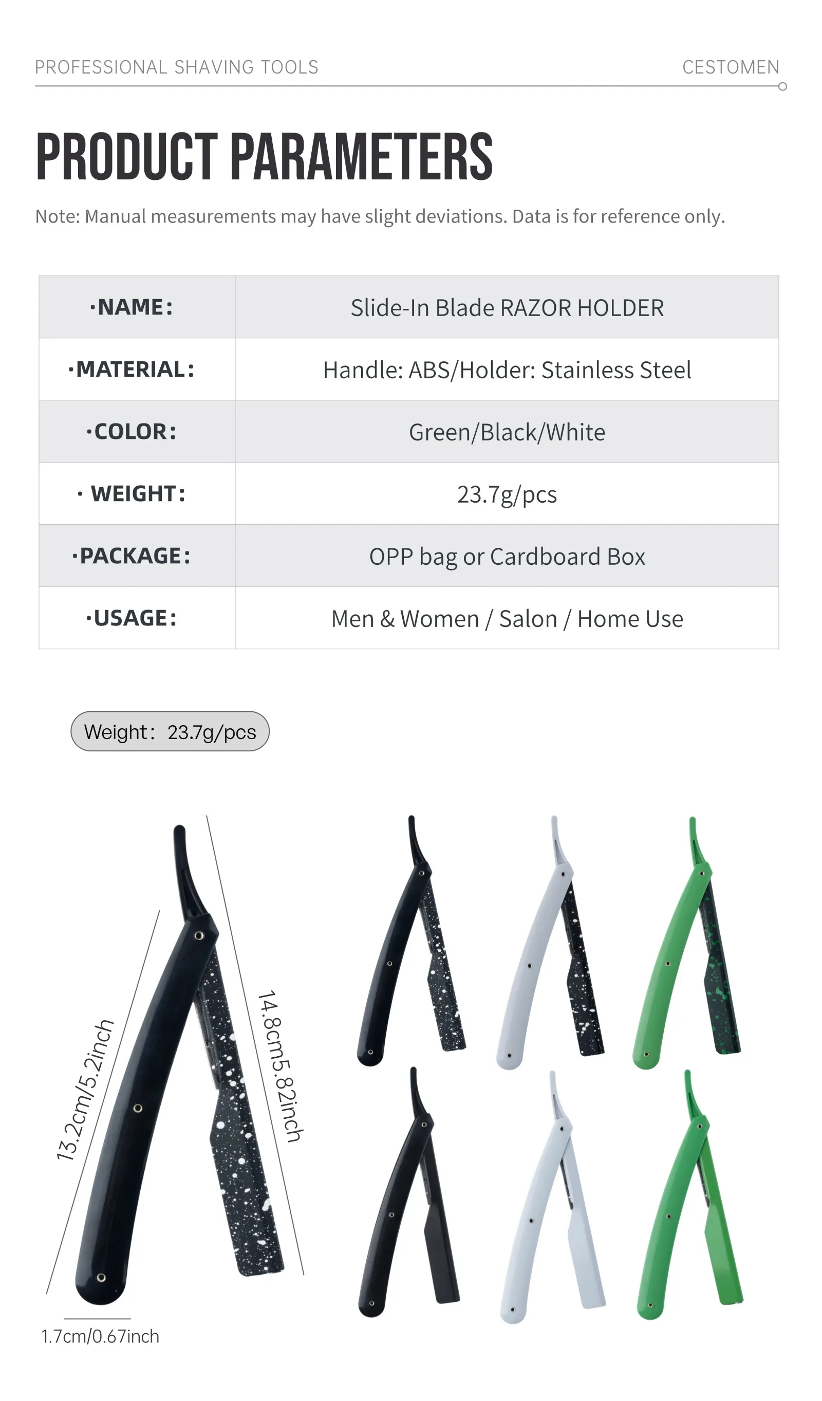 1Pc New Pro Slide Out Straight Razors Manual Barber Hair Removal Knife Holder Blades For Men Stainless Steel Beard Shaving Tools