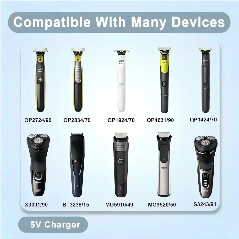 5V Type-C Shaver Adapter Charger Converter Fit for Philips One Blade QP2724 QP2834 QP1424 QP1924 QP4631 Beard Trimmer