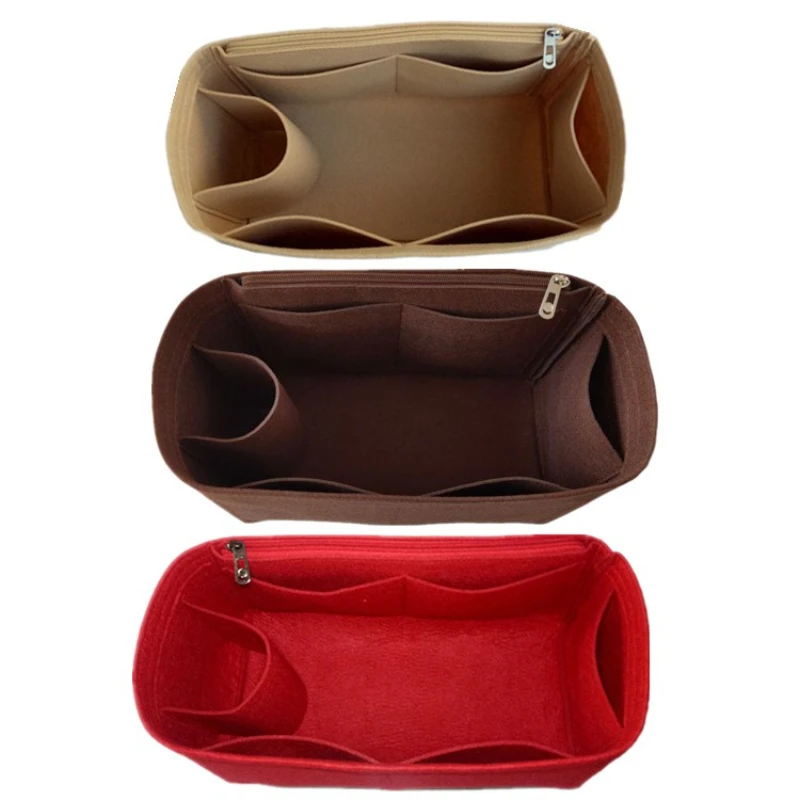 Premium Felt Organizer Insert for Boston Doctor Bag 25 30 35 Inner Shaper Pouch Handbag Base Shaper with Zipper Multi Pockets
