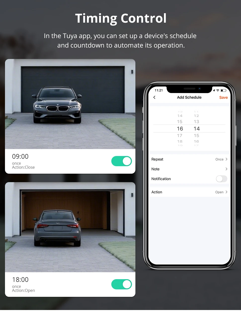 Zemismart Zigbee Smart Garage Door Controller Mini Inline Switch Gate Opener Timeout Alarm Work with Tuya Smart Life App