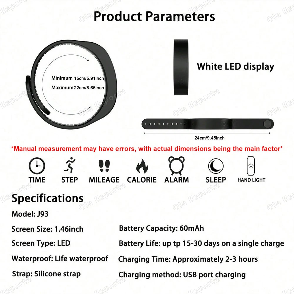Vibrating Alarm Clock Watch Heavy Sleepers Silent Wake-Up Smart Bracelet Men Women Adjustable Wearable Vibration Wrist Band Ht30