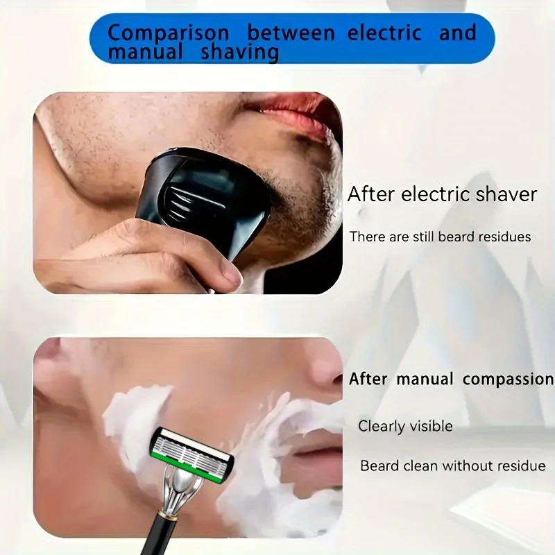 3 Pieces/1 Handle + 36 Blades, Men's Green 6-Layer Premium Classic Manual Razor
