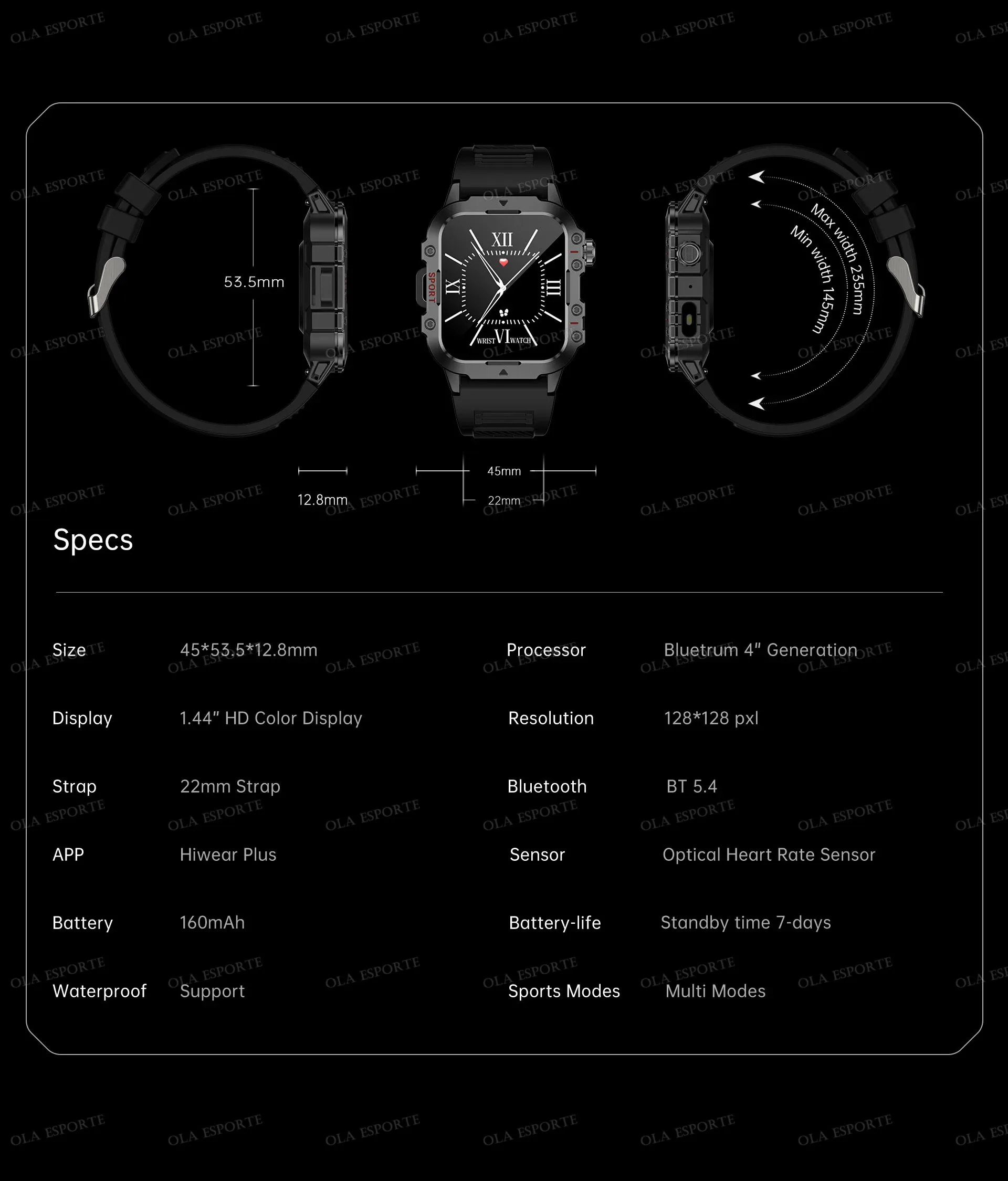 2026 New Military-grade Smart Watch Men GPS Flashlight 3ATM Waterproof Watch Bluetooth Call 100+Sport Outdoor Smartwatch Pk HW12