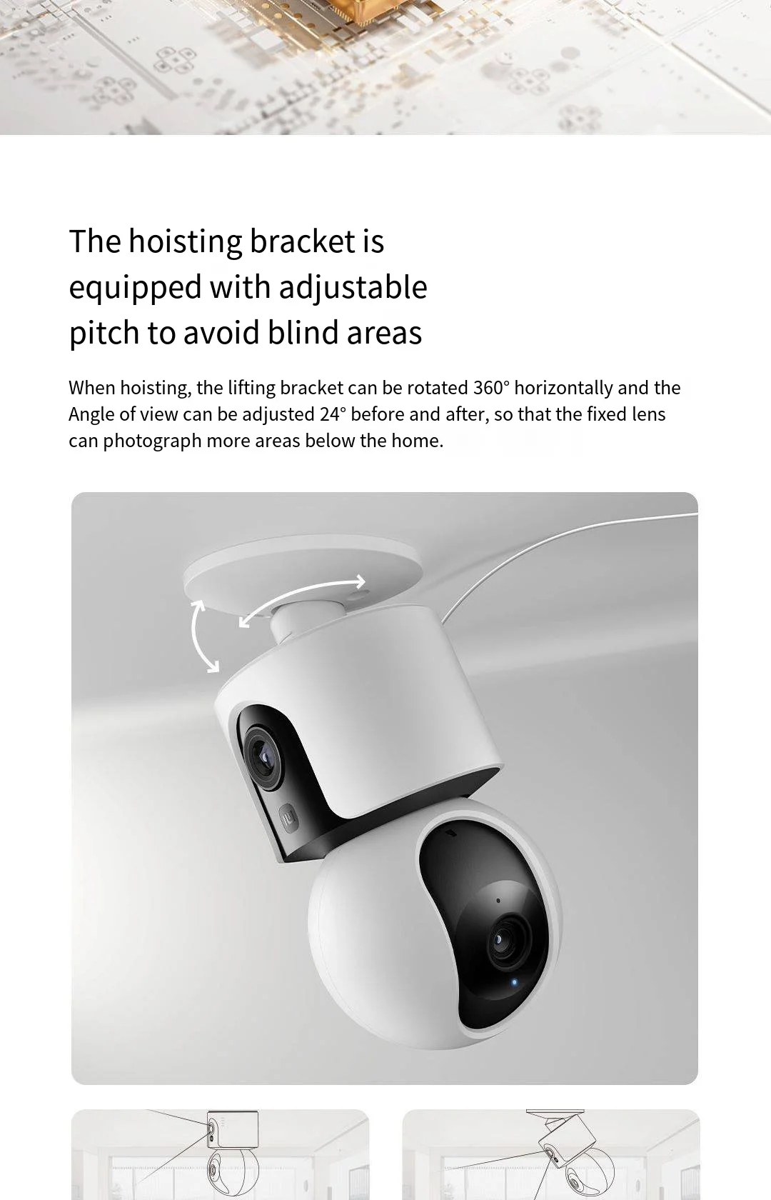 Xiaomi Smart Dual Lens Camera PTZ C300 360° AI Detection 3 Million Pixels Full Color Night Vision WiFi6 Home Security Mijia