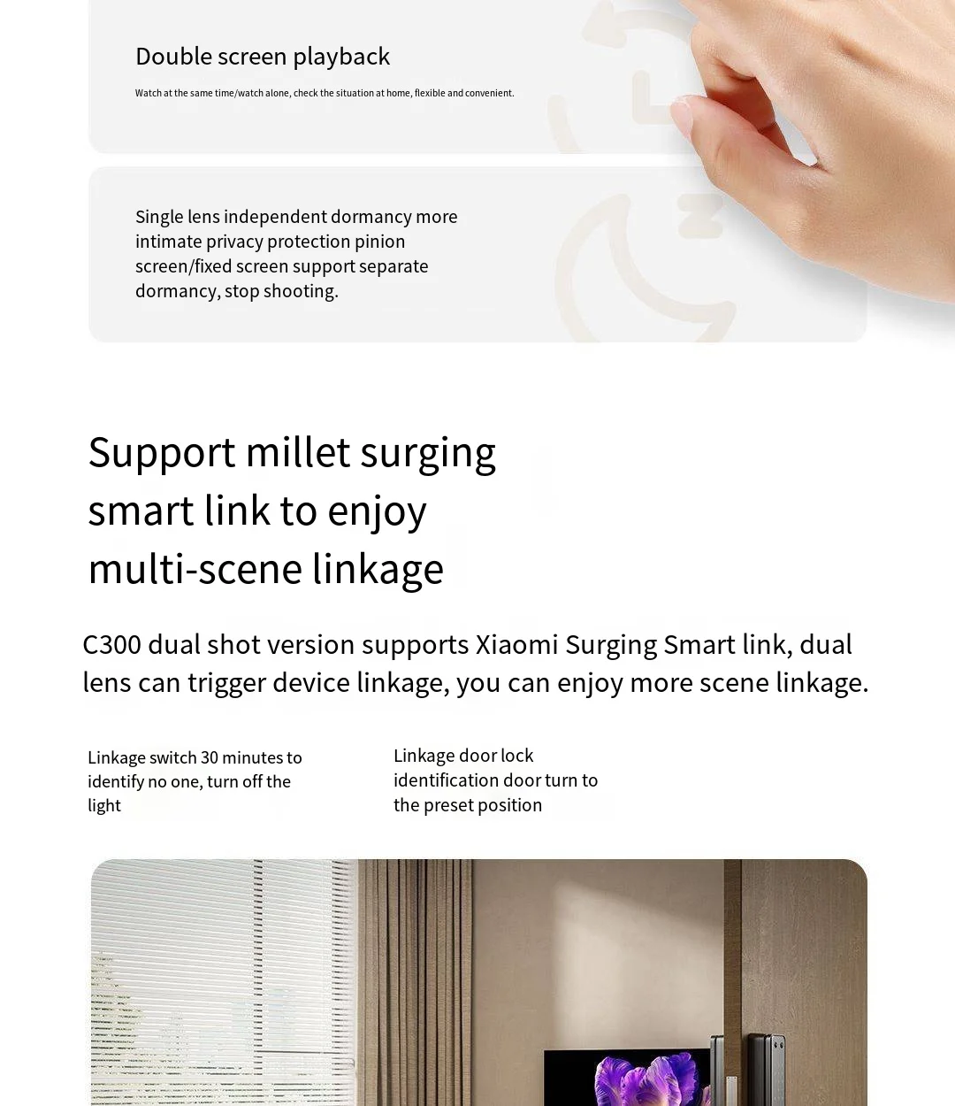 Xiaomi Smart Dual Lens Camera PTZ C300 360° AI Detection 3 Million Pixels Full Color Night Vision WiFi6 Home Security Mijia
