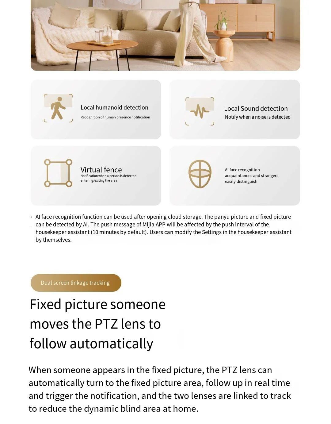 Xiaomi Smart Dual Lens Camera PTZ C300 360° AI Detection 3 Million Pixels Full Color Night Vision WiFi6 Home Security Mijia