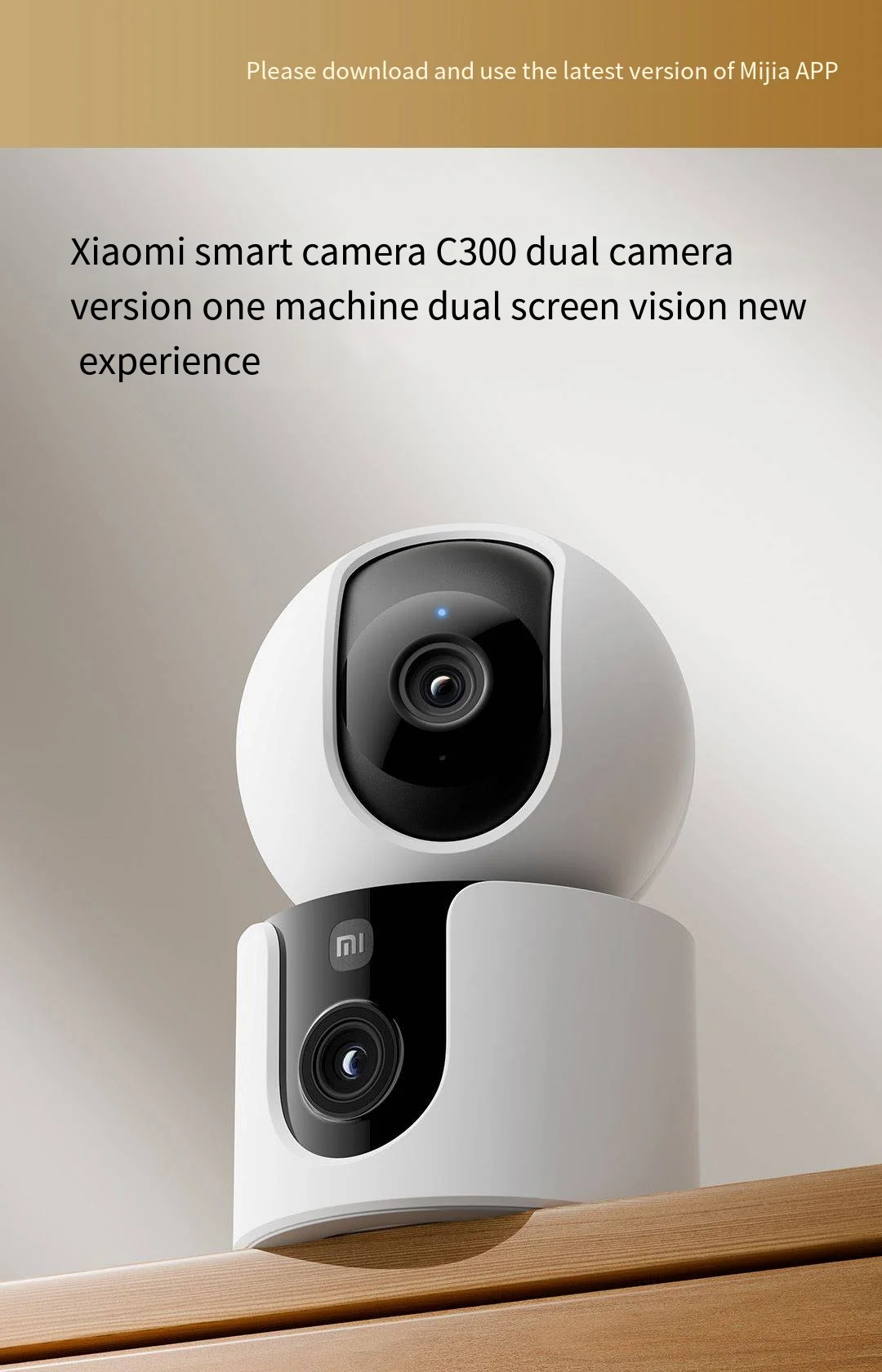Xiaomi Smart Dual Lens Camera PTZ C300 360° AI Detection 3 Million Pixels Full Color Night Vision WiFi6 Home Security Mijia