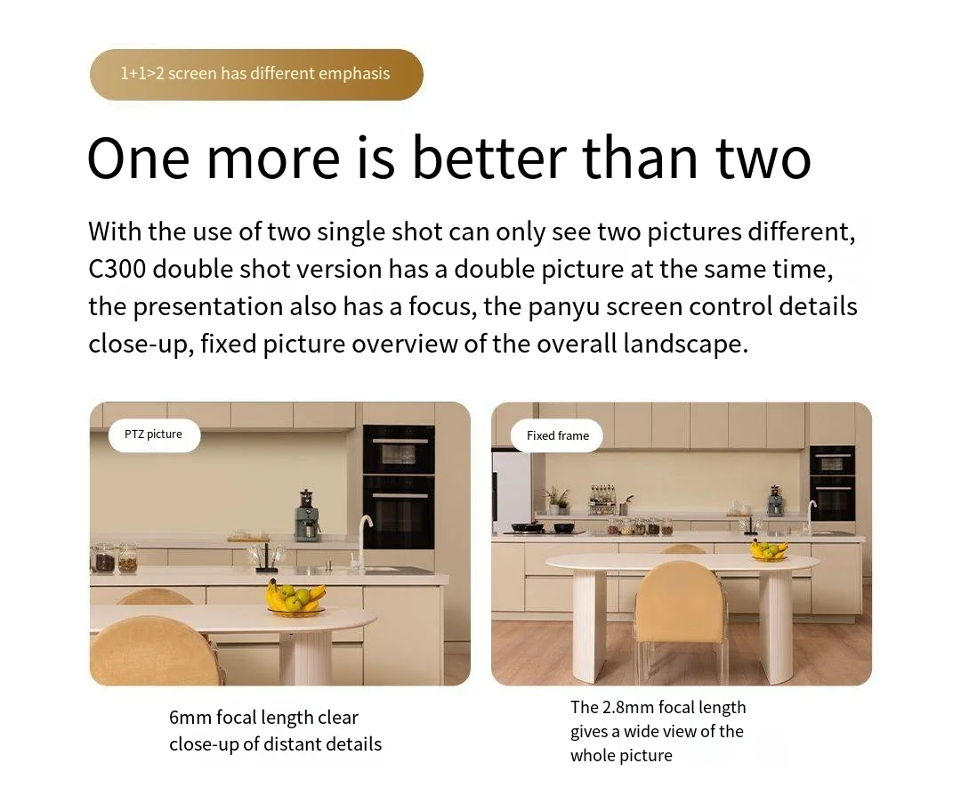 Xiaomi Smart Dual Lens Camera PTZ C300 360° AI Detection 3 Million Pixels Full Color Night Vision WiFi6 Home Security Mijia