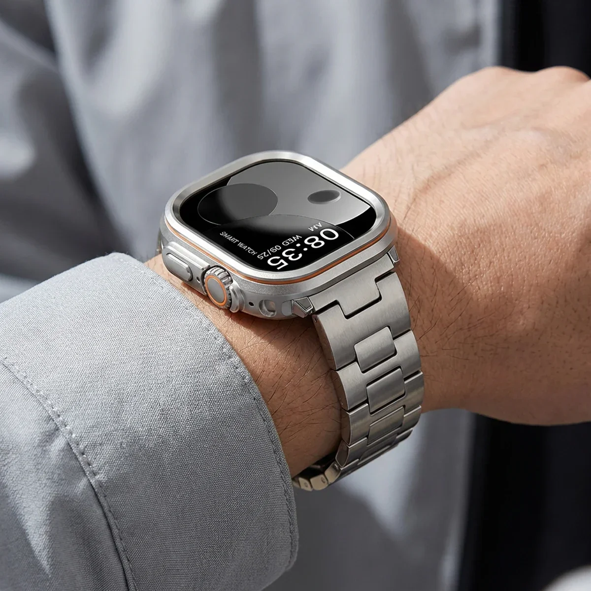 Metal + PC Cover for Apple Watch Ultra 3/2/1 49mm Anti-Scratch Shockproof Protective Case for Iwatch 49MM Rhombus Pattern / Halo