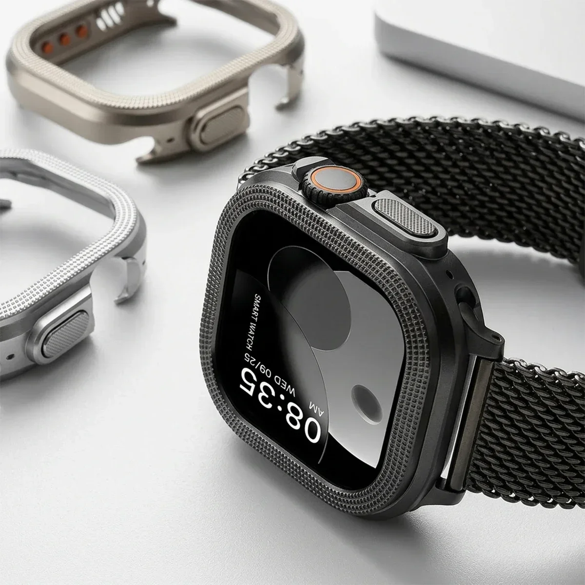 Metal + PC Cover for Apple Watch Ultra 3/2/1 49mm Anti-Scratch Shockproof Protective Case for Iwatch 49MM Rhombus Pattern / Halo