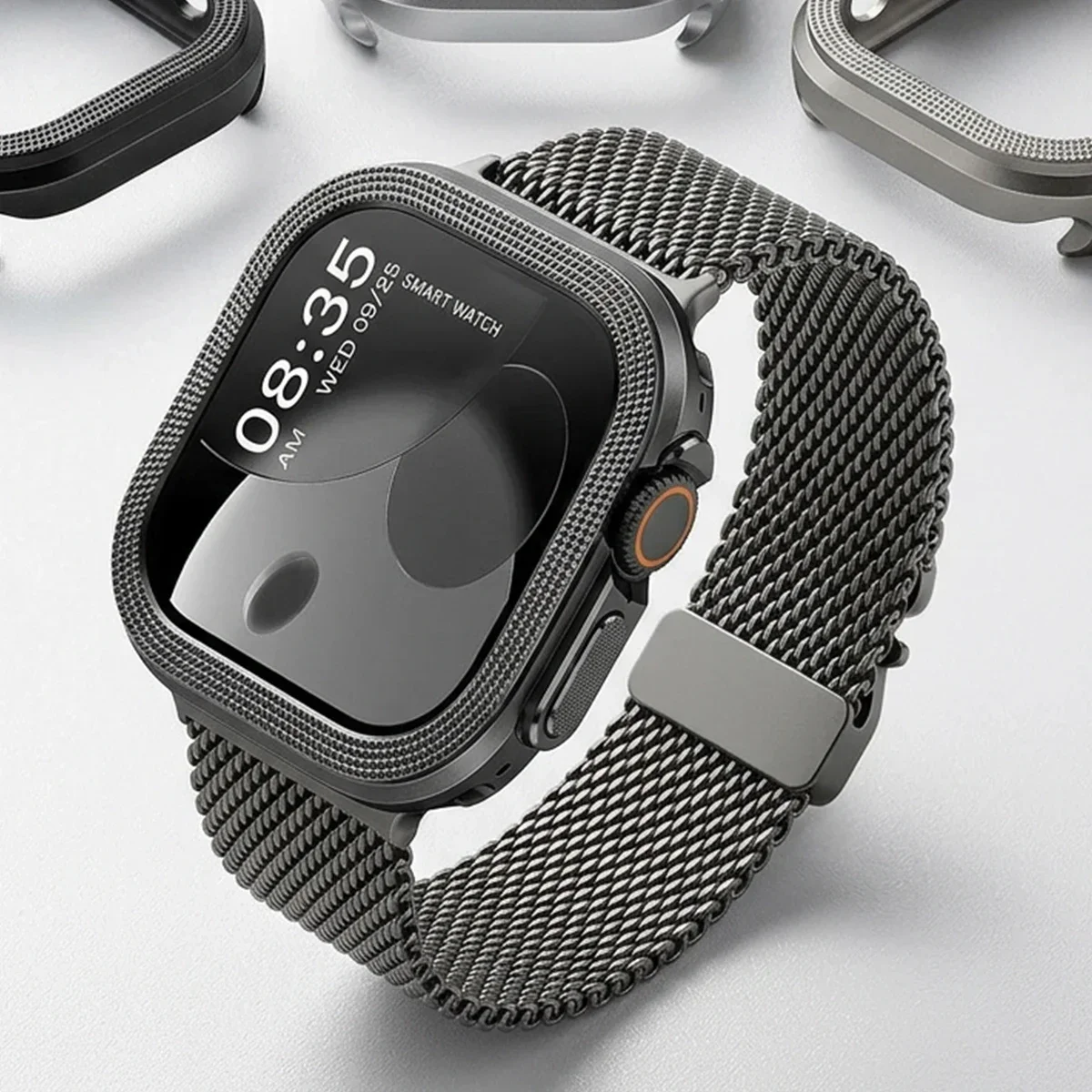 Metal + PC Cover for Apple Watch Ultra 3/2/1 49mm Anti-Scratch Shockproof Protective Case for Iwatch 49MM Rhombus Pattern / Halo