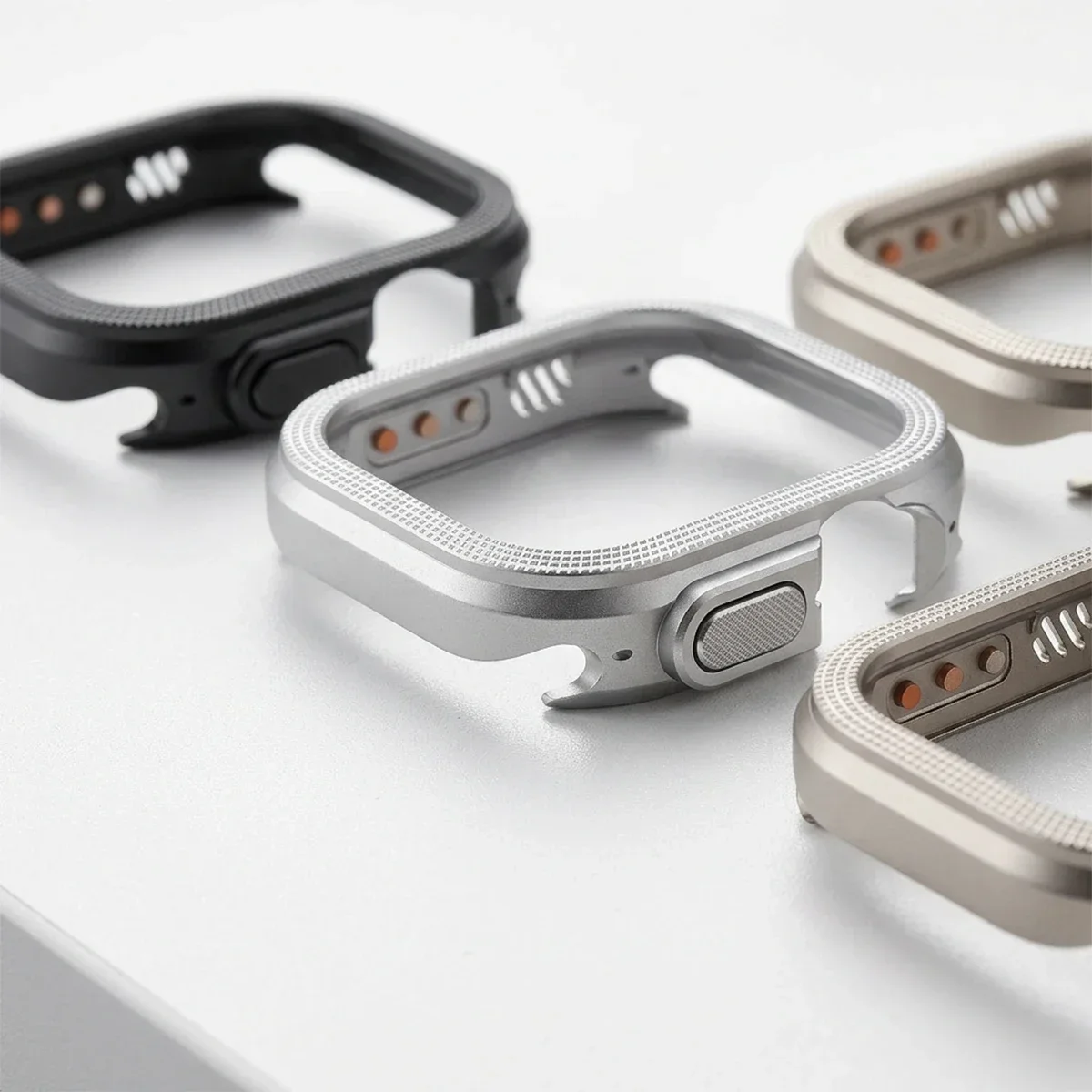 Metal + PC Cover for Apple Watch Ultra 3/2/1 49mm Anti-Scratch Shockproof Protective Case for Iwatch 49MM Rhombus Pattern / Halo
