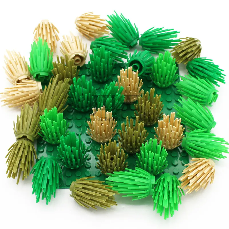 10pcs Moc Plant Prickly Bush 2x2x4 Building Blocks 6064 Garden Grass DIY Bricks Compatible with City Street View Scene Toys