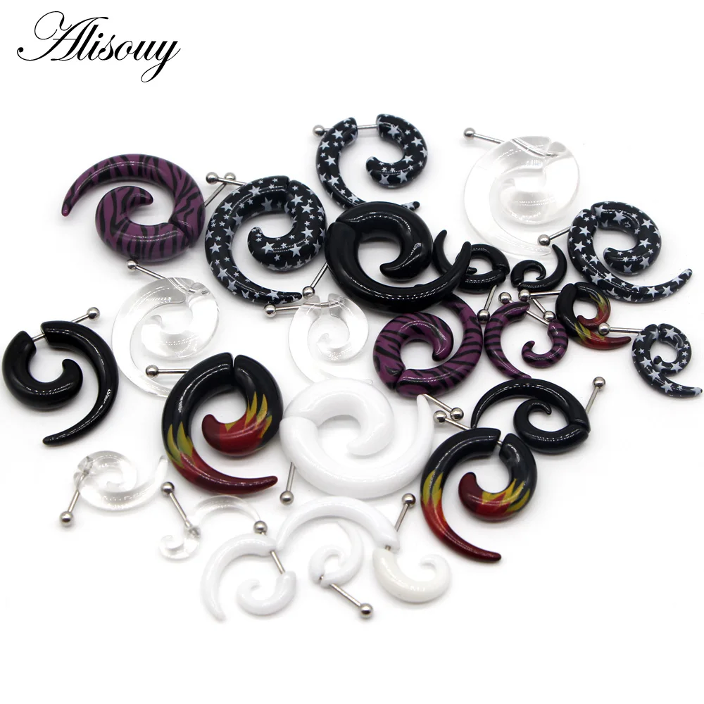 2pcs Hot Acrylic Cheater Fake Spiral Ear Taper Stretcher Expanders Gauge Tunnel And Plugs Earlobe Earring Piercing Body Jewelry
