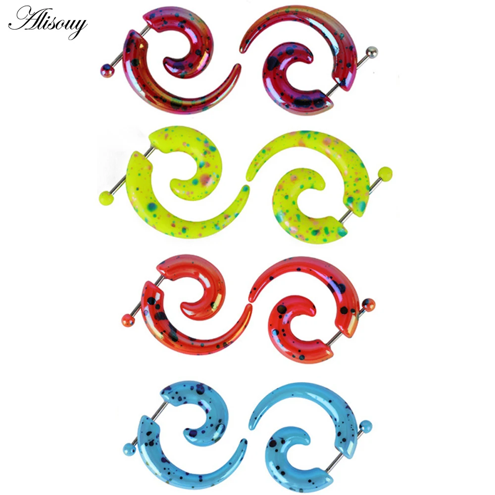 2pcs Hot Acrylic Cheater Fake Spiral Ear Taper Stretcher Expanders Gauge Tunnel And Plugs Earlobe Earring Piercing Body Jewelry