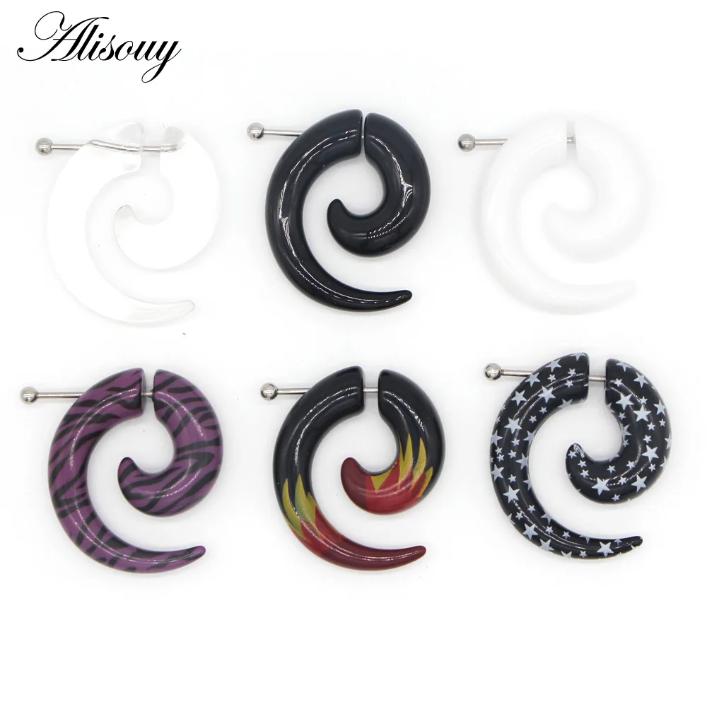 2pcs Hot Acrylic Cheater Fake Spiral Ear Taper Stretcher Expanders Gauge Tunnel And Plugs Earlobe Earring Piercing Body Jewelry