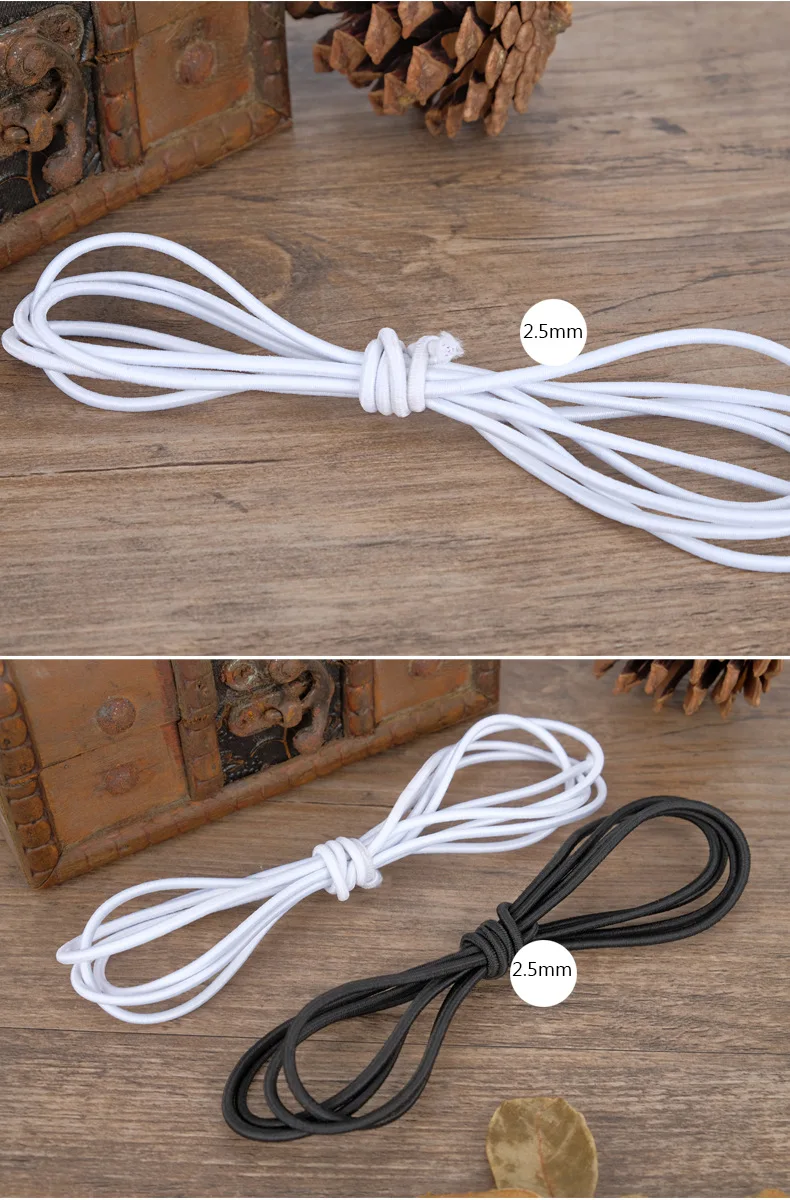 1mm 2mm 3mm 4mm White Black Round Elastic Bands Rubber Stitching Rope Tape Cord Wedding for DIY Sewing Clothes Accessories