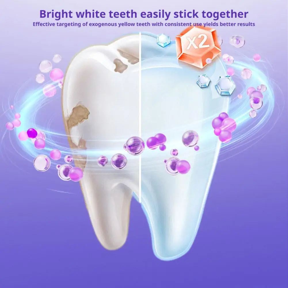 V34 Purple Teeth Whitening Strips 42Pairs Protable Teeth Whitening Product Fresh Breath Remove Stains Tooth Brightening Stickers