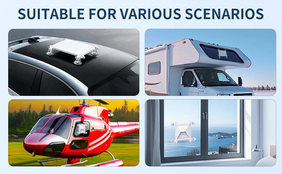 4 Suction Cups and 2 Brackets For Starlink Mini Mount Suction Cup Car Sunroof Suction Mounting Bracket for RVs,Vans,Boat,Trucks