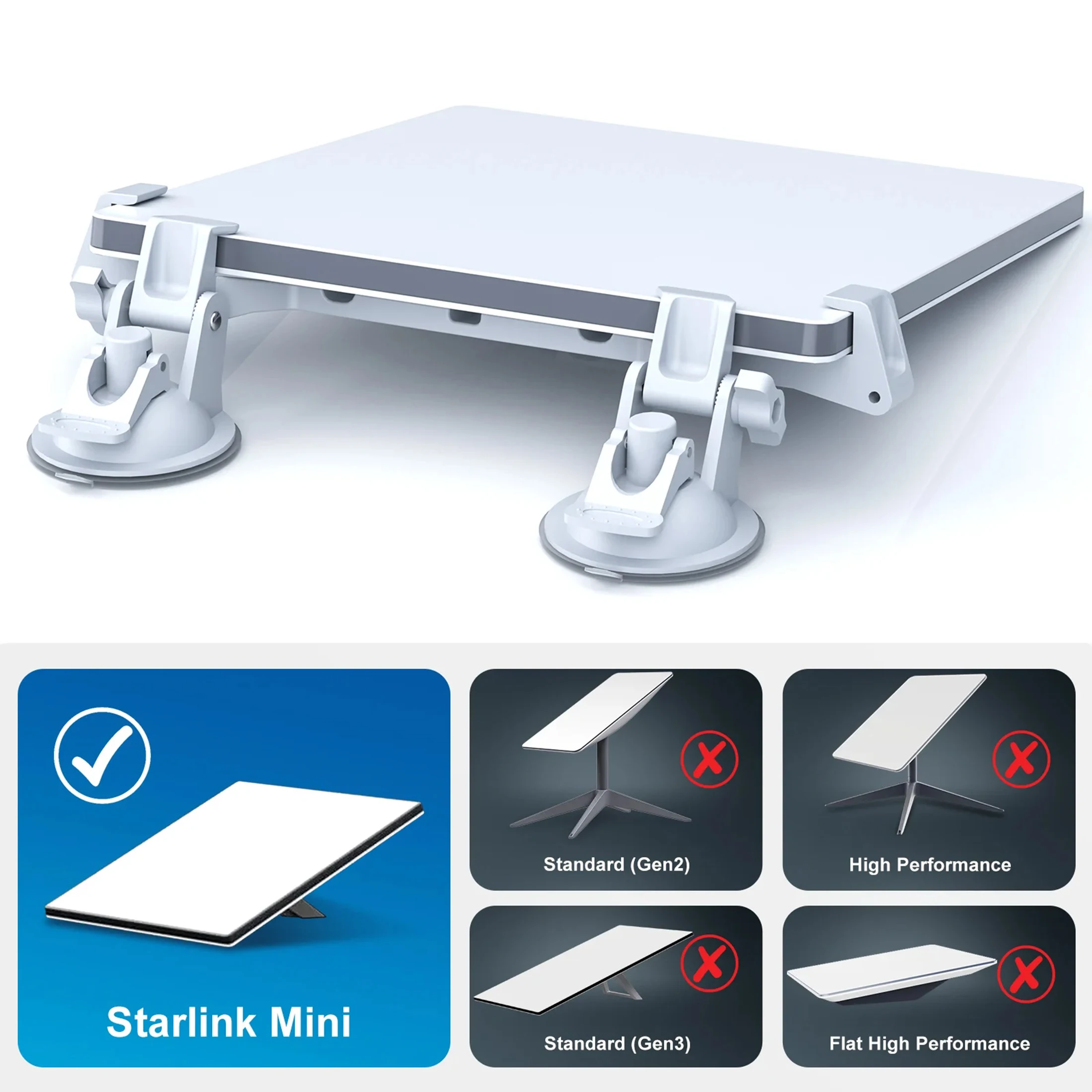 4 Suction Cups and 2 Brackets For Starlink Mini Mount Suction Cup Car Sunroof Suction Mounting Bracket for RVs,Vans,Boat,Trucks