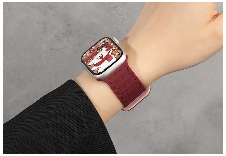 Silicone Strap for Apple Watch 46mm 42mm 49 45mm 41mm 44 40mm Magnetic Band for IWatch Ultra 4/3/2 Series 12 11 10 9 8 7 6 SE 5