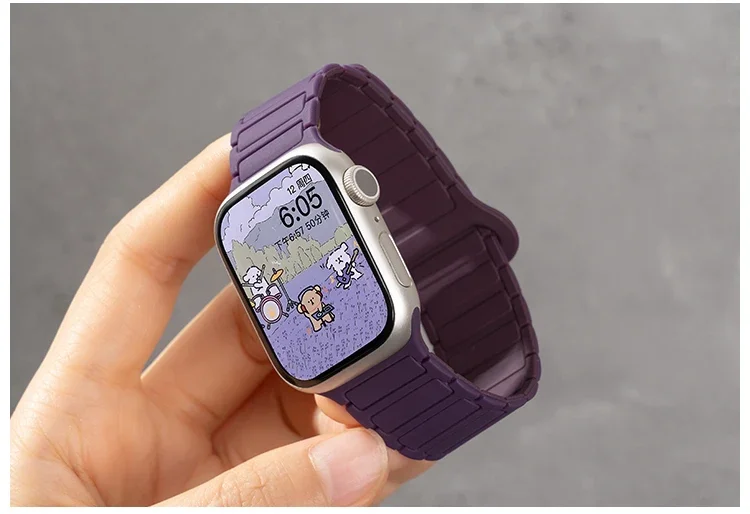 Silicone Strap for Apple Watch 46mm 42mm 49 45mm 41mm 44 40mm Magnetic Band for IWatch Ultra 4/3/2 Series 12 11 10 9 8 7 6 SE 5